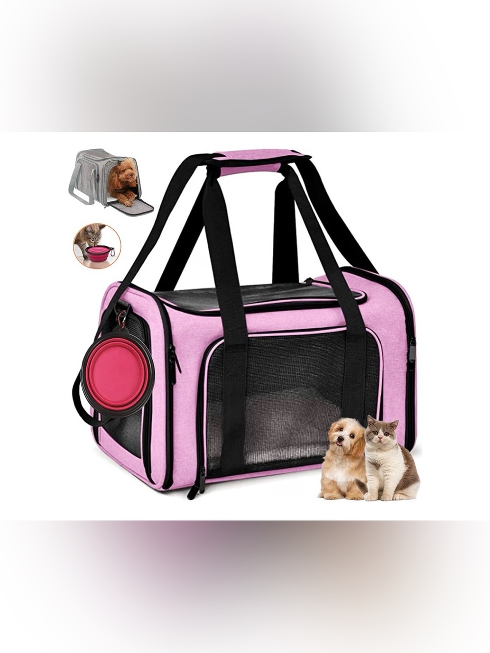 Pink Pet Carrier / Travel Bag for Cats & Small Dogs